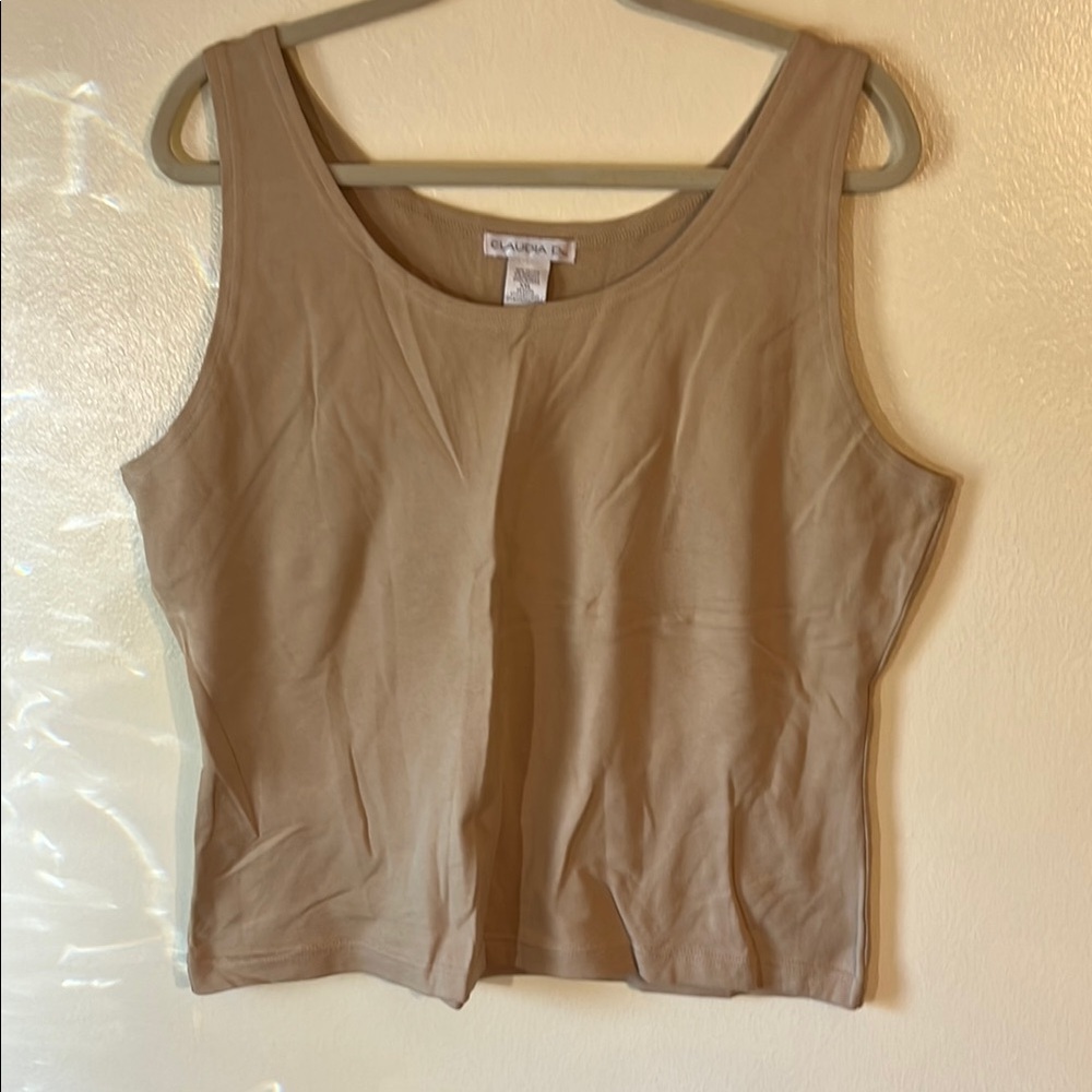 Tan Fitted Crop Tank Top